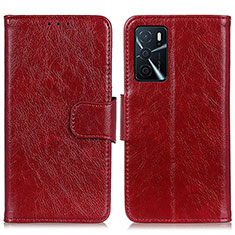 Custodia Portafoglio In Pelle Cover con Supporto N05P per Oppo A16s Rosso