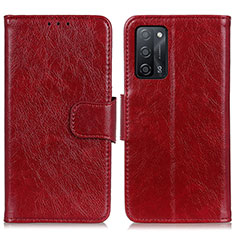 Custodia Portafoglio In Pelle Cover con Supporto N05P per Oppo A53s 5G Rosso