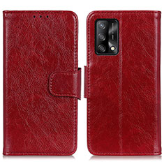 Custodia Portafoglio In Pelle Cover con Supporto N05P per Oppo A95 4G Rosso