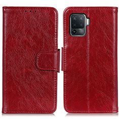 Custodia Portafoglio In Pelle Cover con Supporto N05P per Oppo F19 Pro Rosso