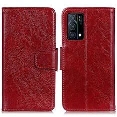 Custodia Portafoglio In Pelle Cover con Supporto N05P per Oppo K9 5G Rosso