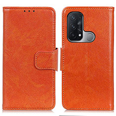 Custodia Portafoglio In Pelle Cover con Supporto N05P per Oppo Reno5 A Arancione