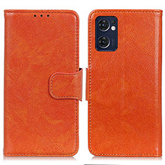 Custodia Portafoglio In Pelle Cover con Supporto N05P per Oppo Reno7 5G Arancione