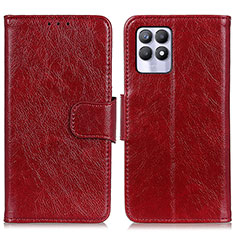 Custodia Portafoglio In Pelle Cover con Supporto N05P per Realme 8i Rosso