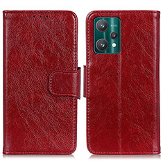 Custodia Portafoglio In Pelle Cover con Supporto N05P per Realme 9 Pro 5G Rosso