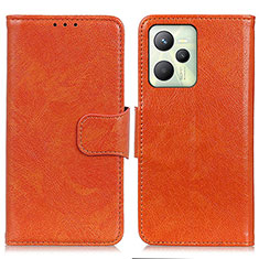 Custodia Portafoglio In Pelle Cover con Supporto N05P per Realme C35 Arancione