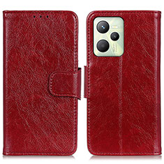 Custodia Portafoglio In Pelle Cover con Supporto N05P per Realme C35 Rosso