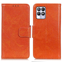 Custodia Portafoglio In Pelle Cover con Supporto N05P per Realme Narzo 50 4G Arancione