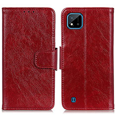 Custodia Portafoglio In Pelle Cover con Supporto N05P per Realme Narzo 50i Rosso