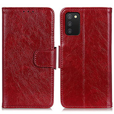 Custodia Portafoglio In Pelle Cover con Supporto N05P per Samsung Galaxy A02s Rosso