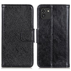 Custodia Portafoglio In Pelle Cover con Supporto N05P per Samsung Galaxy A03 Nero