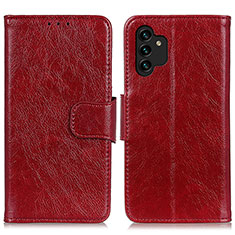 Custodia Portafoglio In Pelle Cover con Supporto N05P per Samsung Galaxy A13 4G Rosso