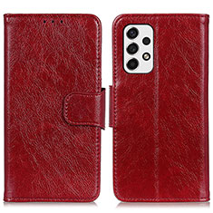 Custodia Portafoglio In Pelle Cover con Supporto N05P per Samsung Galaxy A53 5G Rosso