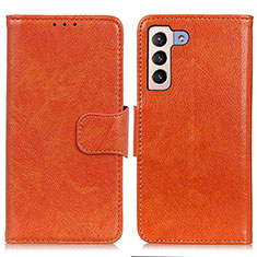 Custodia Portafoglio In Pelle Cover con Supporto N05P per Samsung Galaxy S25 5G Arancione