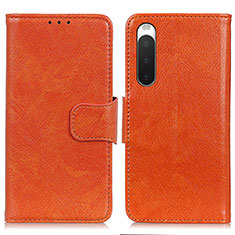 Custodia Portafoglio In Pelle Cover con Supporto N05P per Sony Xperia 10 IV SO-52C Arancione