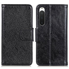 Custodia Portafoglio In Pelle Cover con Supporto N05P per Sony Xperia 10 IV SO-52C Nero