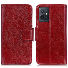 Custodia Portafoglio In Pelle Cover con Supporto N05P per Vivo Y52t 5G Rosso