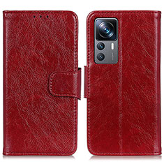 Custodia Portafoglio In Pelle Cover con Supporto N05P per Xiaomi Mi 12T 5G Rosso