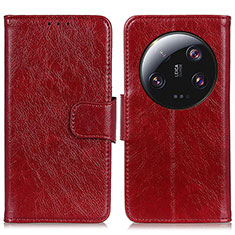 Custodia Portafoglio In Pelle Cover con Supporto N05P per Xiaomi Mi 13 Ultra 5G Rosso