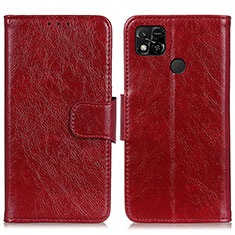 Custodia Portafoglio In Pelle Cover con Supporto N05P per Xiaomi POCO C3 Rosso