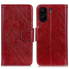 Custodia Portafoglio In Pelle Cover con Supporto N05P per Xiaomi Poco C65 Rosso