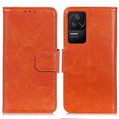 Custodia Portafoglio In Pelle Cover con Supporto N05P per Xiaomi Poco F4 5G Arancione