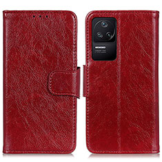 Custodia Portafoglio In Pelle Cover con Supporto N05P per Xiaomi Poco F4 5G Rosso