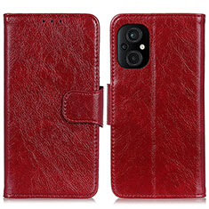 Custodia Portafoglio In Pelle Cover con Supporto N05P per Xiaomi Poco M5 4G Rosso