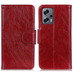 Custodia Portafoglio In Pelle Cover con Supporto N05P per Xiaomi Poco X4 GT 5G Rosso