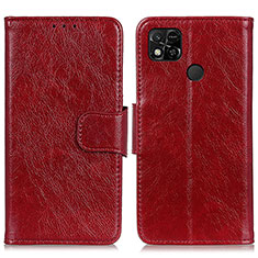 Custodia Portafoglio In Pelle Cover con Supporto N05P per Xiaomi Redmi 9 Activ Rosso