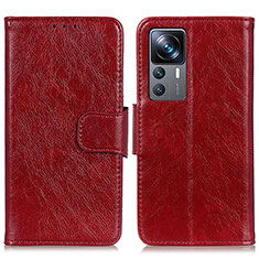 Custodia Portafoglio In Pelle Cover con Supporto N05P per Xiaomi Redmi K50 Ultra 5G Rosso