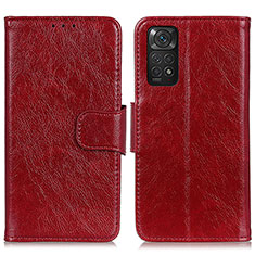 Custodia Portafoglio In Pelle Cover con Supporto N05P per Xiaomi Redmi Note 11 4G (2022) Rosso