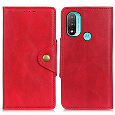 Custodia Portafoglio In Pelle Cover con Supporto N06P per Motorola Moto E20 Rosso