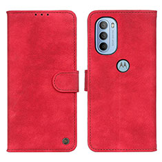 Custodia Portafoglio In Pelle Cover con Supporto N06P per Motorola Moto G31 Rosso