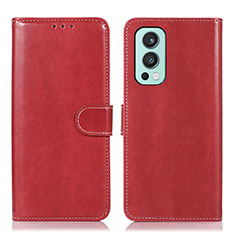 Custodia Portafoglio In Pelle Cover con Supporto N06P per OnePlus Nord 2 5G Rosso