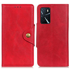 Custodia Portafoglio In Pelle Cover con Supporto N06P per Oppo A16 Rosso