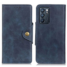 Custodia Portafoglio In Pelle Cover con Supporto N06P per Oppo Reno6 5G Blu