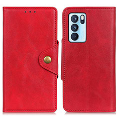 Custodia Portafoglio In Pelle Cover con Supporto N06P per Oppo Reno6 Pro 5G India Rosso