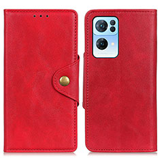 Custodia Portafoglio In Pelle Cover con Supporto N06P per Oppo Reno7 Pro 5G Rosso