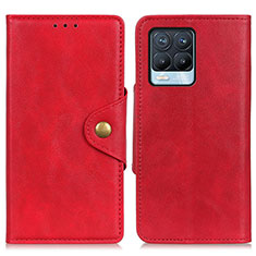 Custodia Portafoglio In Pelle Cover con Supporto N06P per Realme 8 4G Rosso