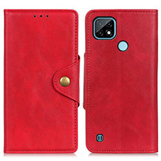 Custodia Portafoglio In Pelle Cover con Supporto N06P per Realme C21 Rosso