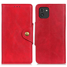 Custodia Portafoglio In Pelle Cover con Supporto N06P per Samsung Galaxy A03 Rosso