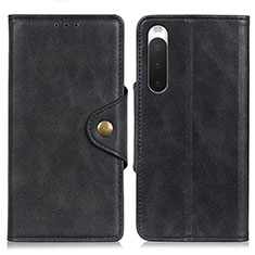 Custodia Portafoglio In Pelle Cover con Supporto N06P per Sony Xperia 10 IV SO-52C Nero