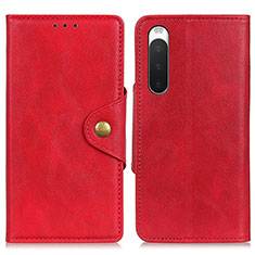 Custodia Portafoglio In Pelle Cover con Supporto N06P per Sony Xperia 10 IV SO-52C Rosso