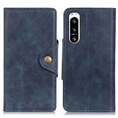 Custodia Portafoglio In Pelle Cover con Supporto N06P per Sony Xperia 5 IV Blu