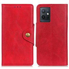 Custodia Portafoglio In Pelle Cover con Supporto N06P per Vivo T1 5G India Rosso