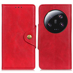 Custodia Portafoglio In Pelle Cover con Supporto N06P per Xiaomi Mi 13 Ultra 5G Rosso