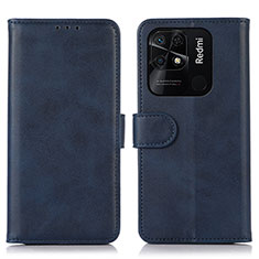 Custodia Portafoglio In Pelle Cover con Supporto N06P per Xiaomi Redmi 10 India Blu