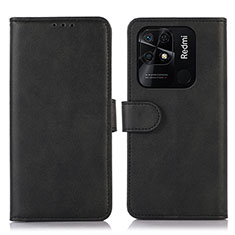 Custodia Portafoglio In Pelle Cover con Supporto N06P per Xiaomi Redmi 10 India Nero