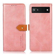 Custodia Portafoglio In Pelle Cover con Supporto N07P per Google Pixel 7a 5G Rosa